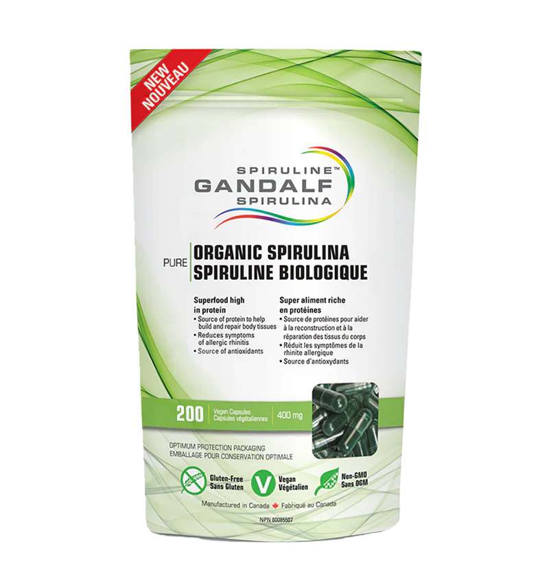 Organic Spirulina 400mg vegetable capsules