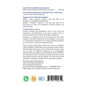 Betaine HCL (Aide digestive pour l'hypochlorhydrie)