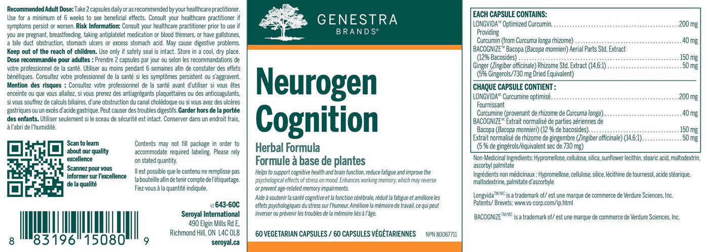 Neurogen Cognition - Genestra Brands - Unytii - Distribution de ...